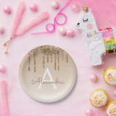 Gouden Glitter & Sparkle Monogram 50ste Verjaardag Papieren Bordje (Feest)