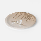 Gouden Glitter & Sparkle Monogram 50ste Verjaardag Papieren Bordje (Gekanteld)