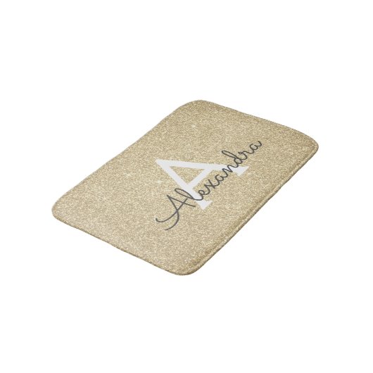 Gouden Glitter Sparkle Monogram Badmat (Gekanteld)