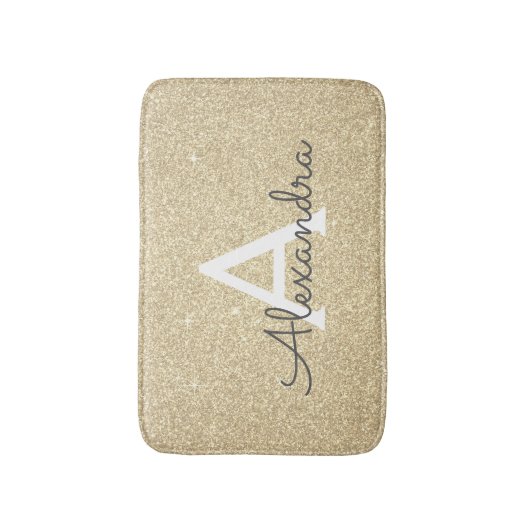 Gouden Glitter Sparkle Monogram Badmat (Voorkant Verticaal)