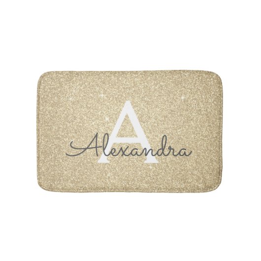 Gouden Glitter Sparkle Monogram Badmat (Voorkant)