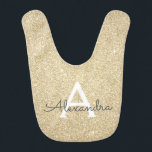 Gouden Glitter & Sparkle Monogram Verjaardag Baby Slabbetje<br><div class="desc">Gold Faux Glitter en Sparkle Elegant Baby Bib voor een Baby shower of de 1e verjaardag van de baby. Deze Baby Bib kan worden aangepast om uw initiaal en voornaam op te nemen. Neem contact op met de ontwerper voor aangepaste overeenkomende items.</div>