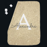 Gouden Glitter & Sparkle Monogram Verjaardag Inbakerdoek<br><div class="desc">Gold Faux Glitter en Sparkle Elegant Baby deken voor een Baby shower of de 1e verjaardag van de baby. Deze babydeken kan worden aangepast om uw initiaal en voornaam op te nemen. Neem contact op met de ontwerper voor aangepaste overeenkomende items.</div>