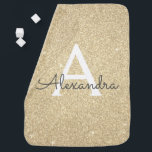 Gouden Glitter & Sparkle Monogram Verjaardag Inbakerdoek<br><div class="desc">Gold Faux Glitter en Sparkle Elegant Baby deken voor een Baby shower of de 1e verjaardag van de baby. Deze babydeken kan worden aangepast om uw initiaal en voornaam op te nemen. Neem contact op met de ontwerper voor aangepaste overeenkomende items.</div>