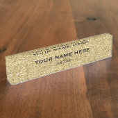 Gouden Glitter Sparkle Trendy Glam Gepersonaliseer Naambordje (Zijkant)