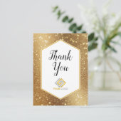 Gouden Glitter Sparkles Bedankt Logo Zakelijk Briefkaart (Staand voorkant)