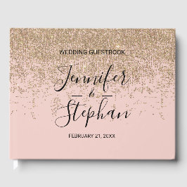 Gouden Glitter Sparkles Blush Pink Wedding Guestbo Gastenboek