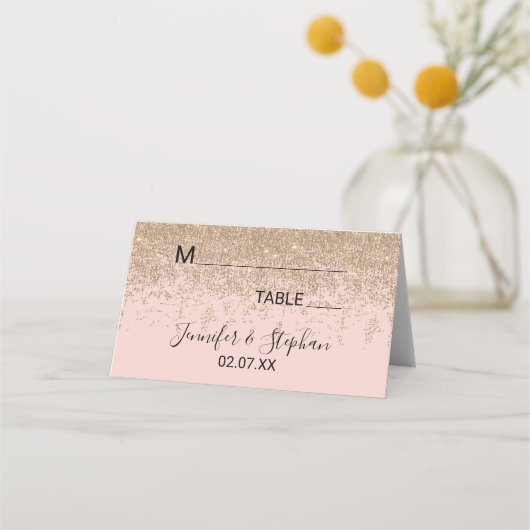 Gouden Glitter Sparkles Blush Roze Plaats Kaarten Plaatskaartje (Voorkant)