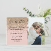 Gouden Glitter Sparkles Blush Roze Save the Dates Kaart (Staand voorkant)