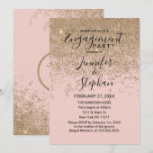 Gouden Glitter Sparkles Blush Roze Verloving Kaart (Voorkant / Achterkant)