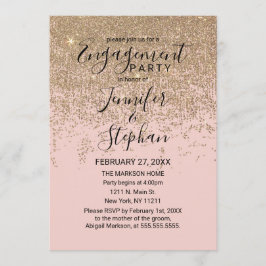 Gouden Glitter Sparkles Blush Roze Verloving Kaart