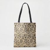 Gouden Glitter Sparkles met Royal Floral Pattern Tote Bag (Voorkant)
