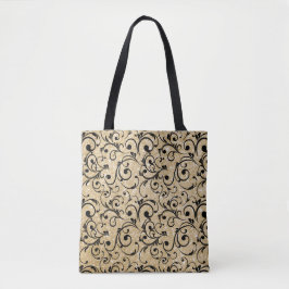 Gouden Glitter Sparkles met Royal Floral Pattern Tote Bag
