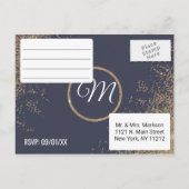 Gouden Glitter Sparkles Navy Blue RSVP's Uitnodiging Briefkaart (Achterkant)