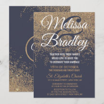 Gouden Glitter Sparkles Navy Blue Wedding