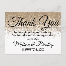 Gouden Glitter Sparkles Wit Dank u Briefkaart