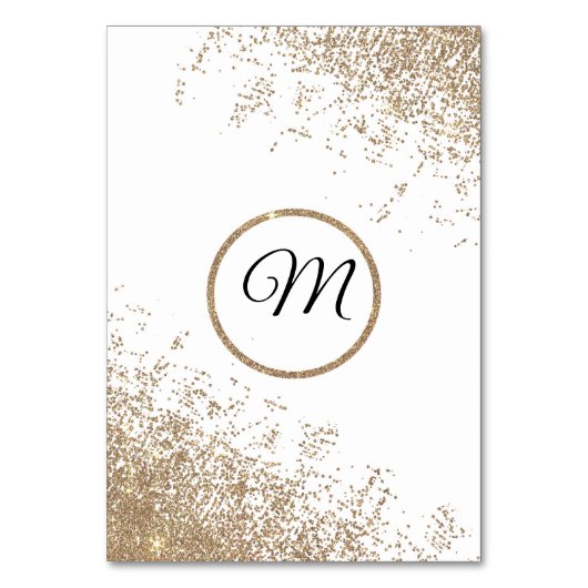 Gouden Glitter Sparkles Witte Tafel Nummer Kaart (Achterkant)