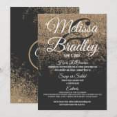 Gouden Glitter Sparkles Zwart Trouwmenu Menu (Voorkant / Achterkant)