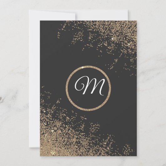 Gouden Glitter Sparkles Zwart Zoet 16 Kaart (Achterkant)