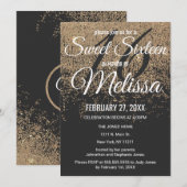 Gouden Glitter Sparkles Zwart Zoet 16 Kaart (Voorkant / Achterkant)