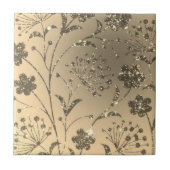 Gouden Glitter Sparkly Flowers - Luxe Gouden - Tegeltje (Voorkant)