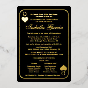 Gouden Glitter Speelkaart   Las Vegas Quinceañera Folie Uitnodiging