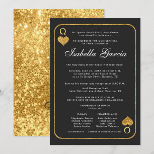 Gouden Glitter Speelkaart   Las Vegas Quinceañera Kaart