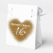 Gouden Glitter Spill Sweet 16 Heart Favor Dozen Bedankdoosjes (Achterkant)