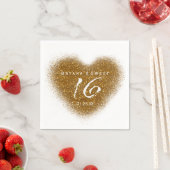 Gouden Glitter Spill Sweet 16 Heart Party Servette Servetten (Insitu)