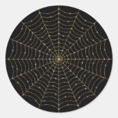 Gouden Glitter Spinnenweb Ronde Sticker (Voorkant)