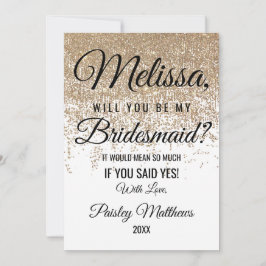 Gouden Glitter Sprankels Witte Bruidsmeisje Kaart