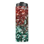 Gouden Glitter Sprekende Kerstmis  Thermosbeker (Voorkant)