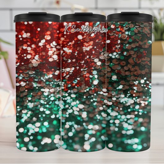 Gouden Glitter Sprekende Kerstmis  Thermosbeker