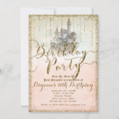 Gouden Glitter Sprookjesboek Kasteel Verjaardag Kaart (Voorkant)