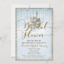 Gouden Glitter Sprookjeskasteel Blauwe Bruiloft