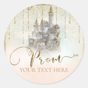 Gouden Glitter Sprookjeskasteel Galabal Studenten Ronde Sticker