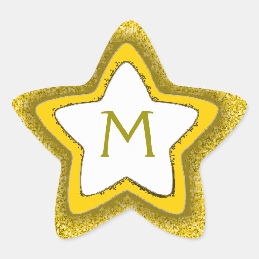 Gouden glitter star aanpasbare monogram stickers (Voorkant)