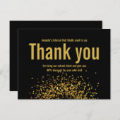 Gouden Glitter Ster Dank Je Wel Vet Zwart Briefkaart (Voorkant / Achterkant)