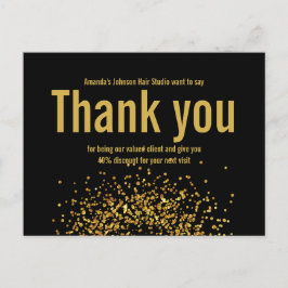 Gouden Glitter Ster Dank Je Wel Vet Zwart Briefkaart