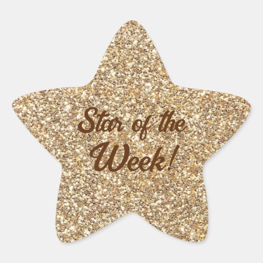 Gouden Glitter Ster leerlingbeloning Sticker (Voorkant)