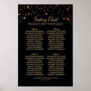 Gouden Glitter Sterren 4 Tafel Trouw Stoelenplatte Poster