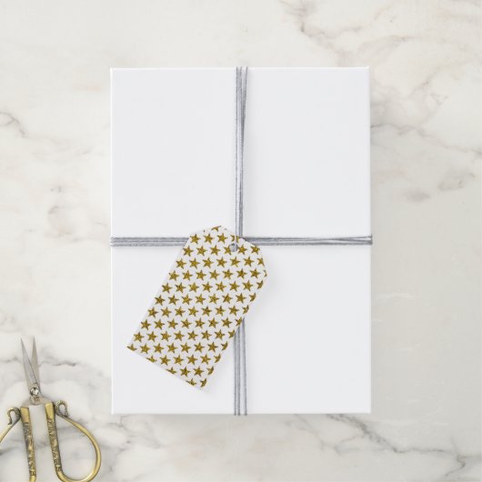 Gouden glitter sterren cadeaulabel (Met Touw)