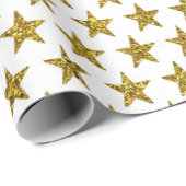 Gouden glitter sterren cadeaupapier (Rol Hoek)