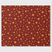 Gouden Glitter Sterren en Stippen Cadeaupapier (Vlak)