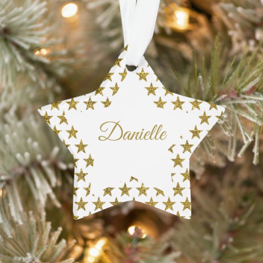 Gouden glitter sterren gepersonaliseerde ornament (Boom)