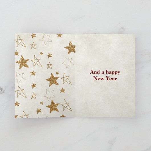 Gouden glitter sterren kerst kaart (Binnen)