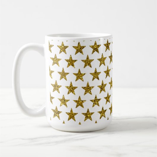 Gouden glitter sterren koffiemok (Links)