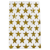 Gouden glitter sterren medium cadeauzakje (Voorkant)