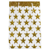 Gouden glitter sterren middel grote cadeautas (Achterkant)
