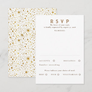 Gouden Glitter Sterren Moderne Bruiloft RSVP Kaartje